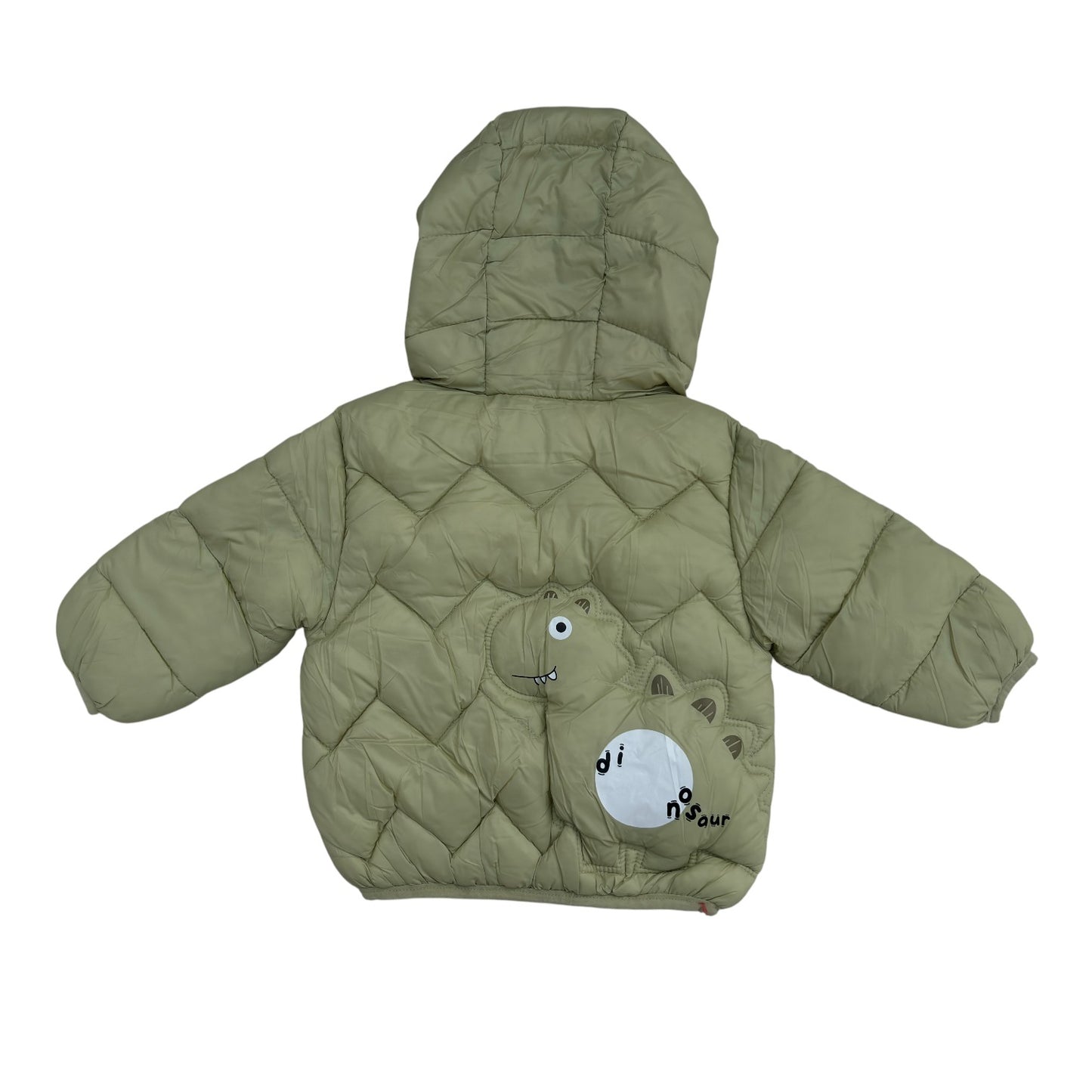 8 Boys/Girls Winter Wear Dinosaur Hooded Puffer Jacket Ultra Soft & Warm Light Green Color_kidzysmile