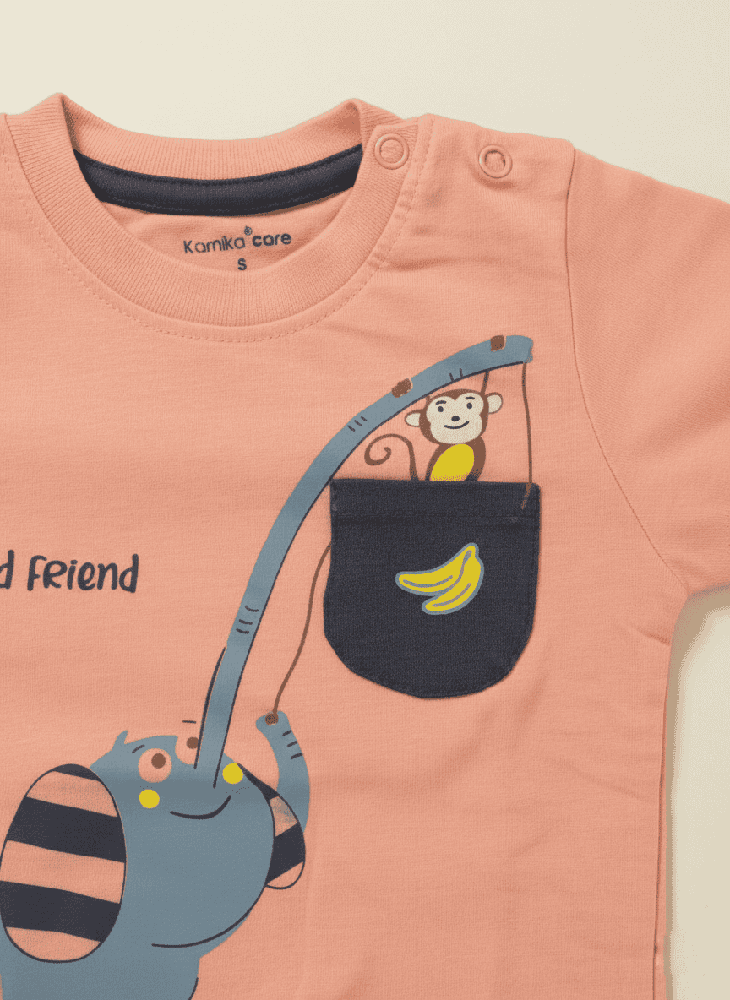 Boys Full Sleeve Casual T-Shirt with Track Pants (Pink)