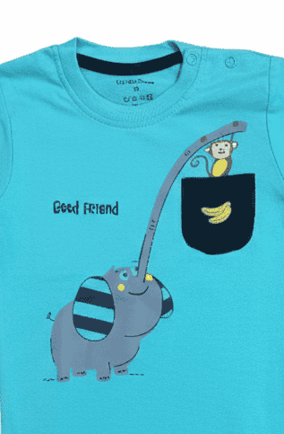 Boys Full Sleeve Casual T-Shirt with Track Pants (Blue)