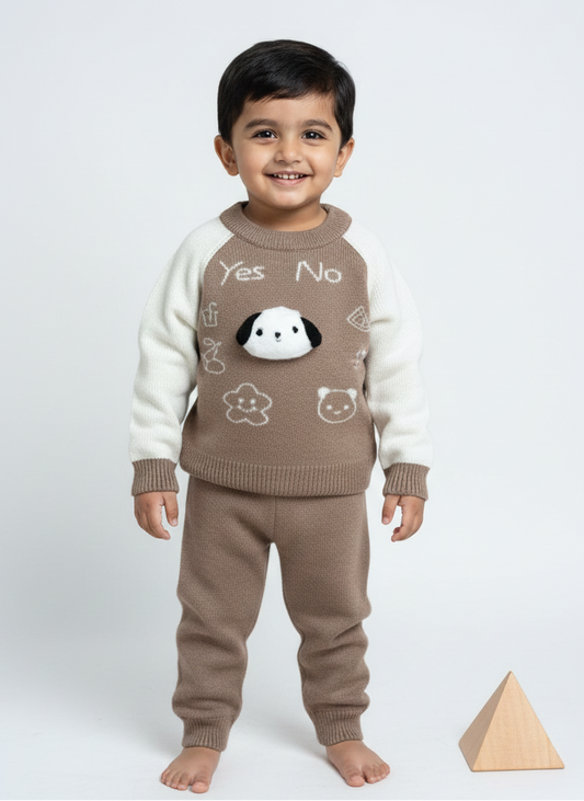 Cozy Knitted Baby Sweater & Pajama Set  Panda Face Winter Wear_kidzysmile