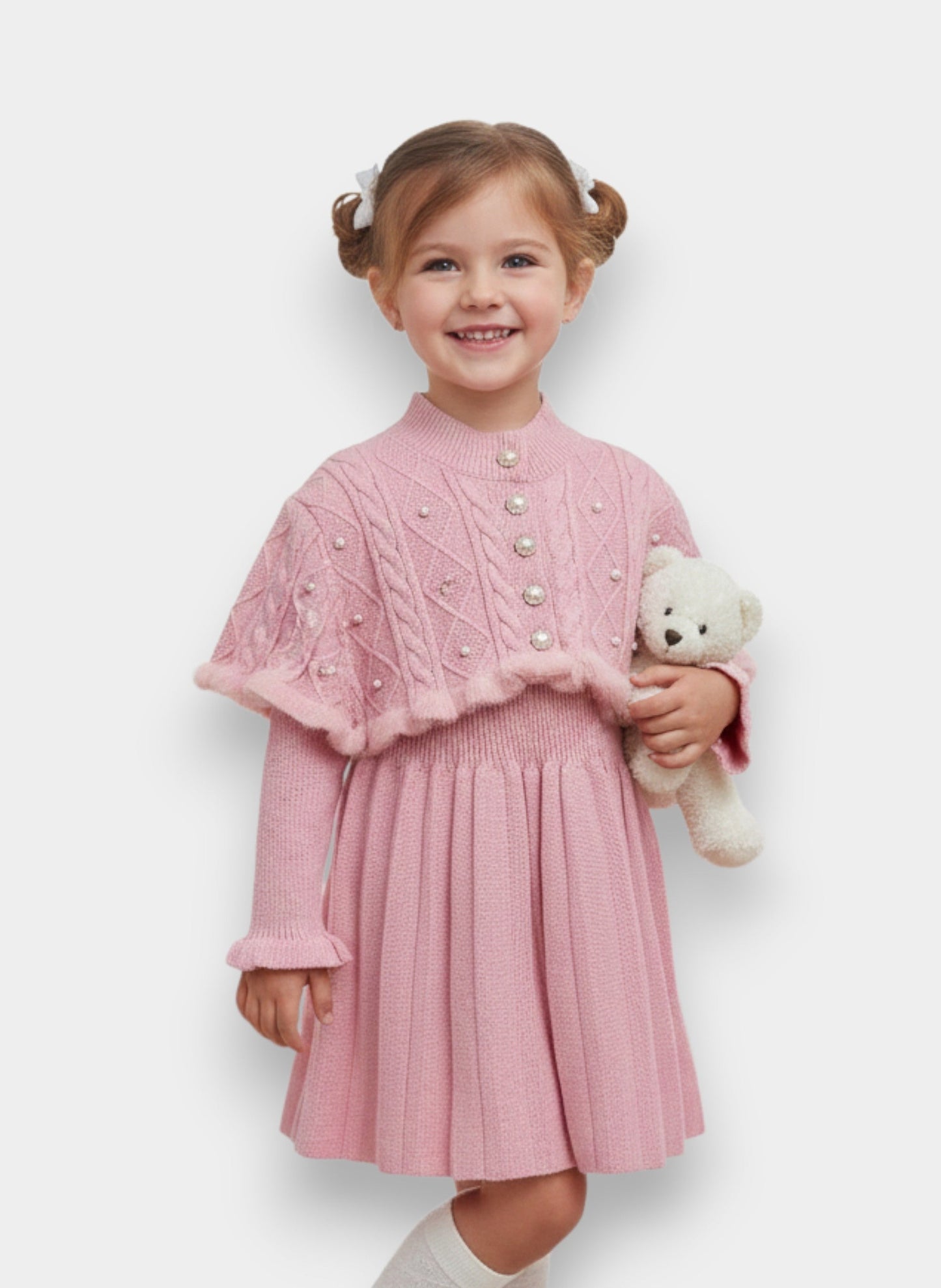 1 Girls Winter Wear Knitted Set Rainbow Fuzzy Fringe Sweater_kidzysmile