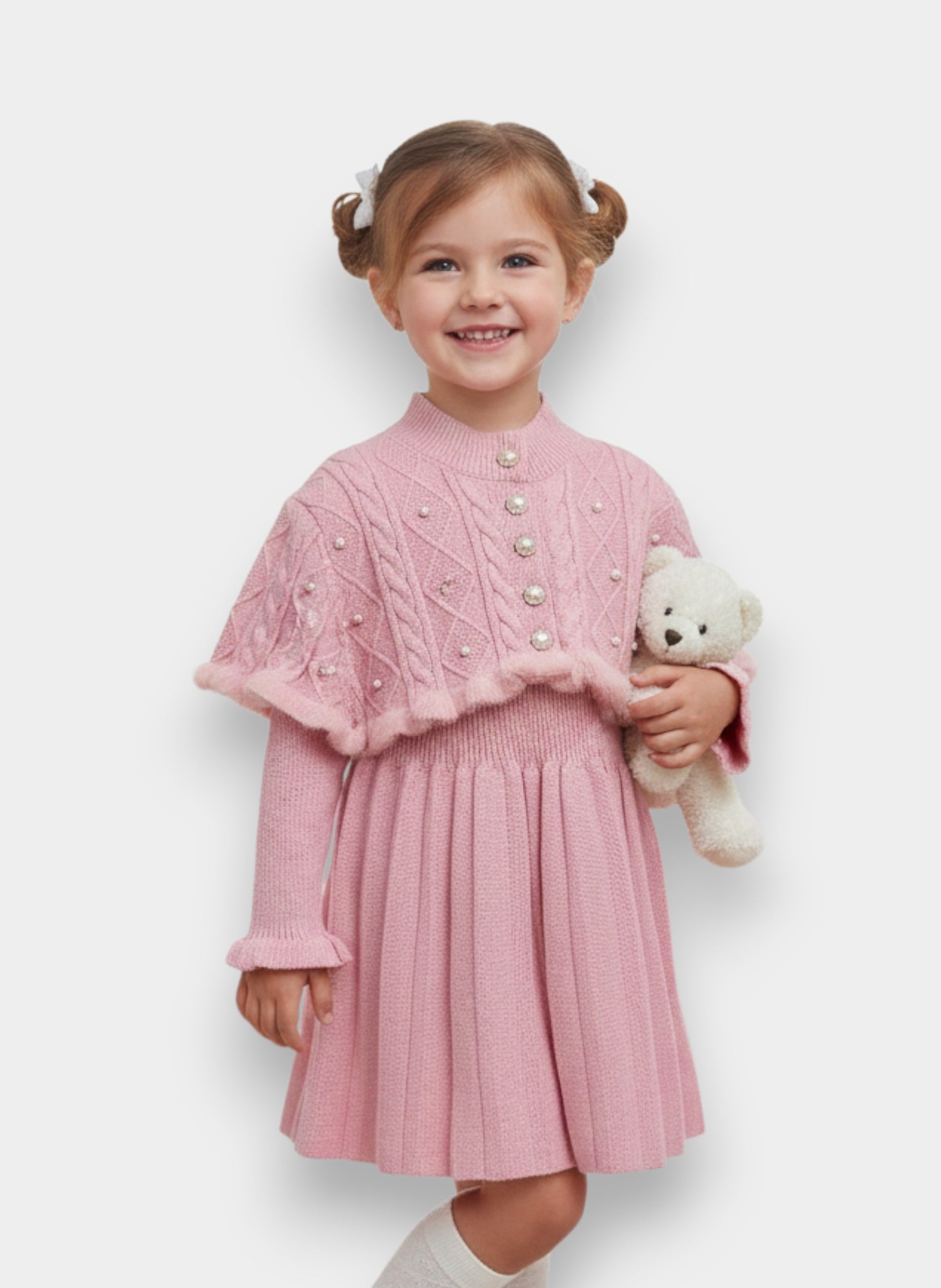 1 Girls Winter Wear Knitted Set Rainbow Fuzzy Fringe Sweater_kidzysmile