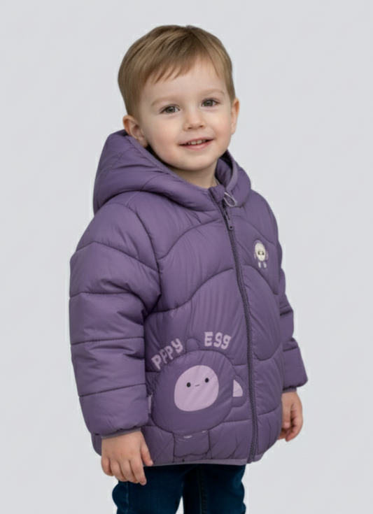 Boys/Girls Winter Wear Doll Print Hooded Puffer Jacket  Ultra Soft & Warm Purple Color_kidzysmile_02
