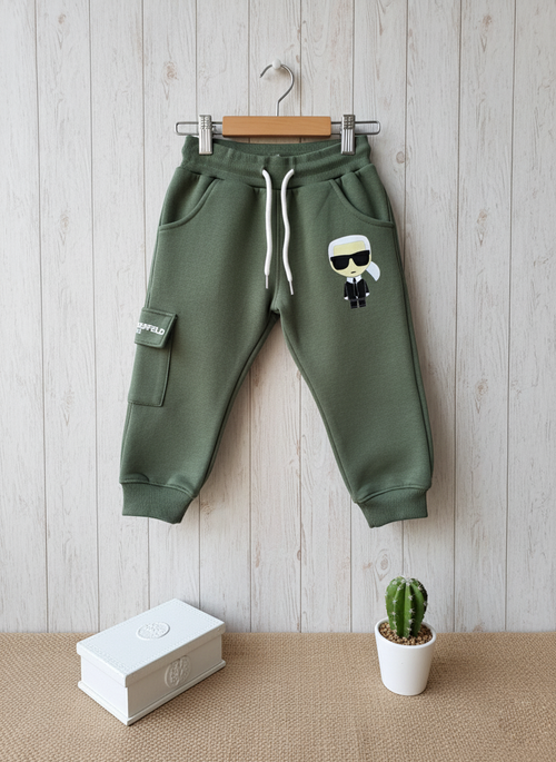 Boys Premium Olive Green Fleece Winter Tracksuit (Hoodie, Jogger Set & 1 Bag)