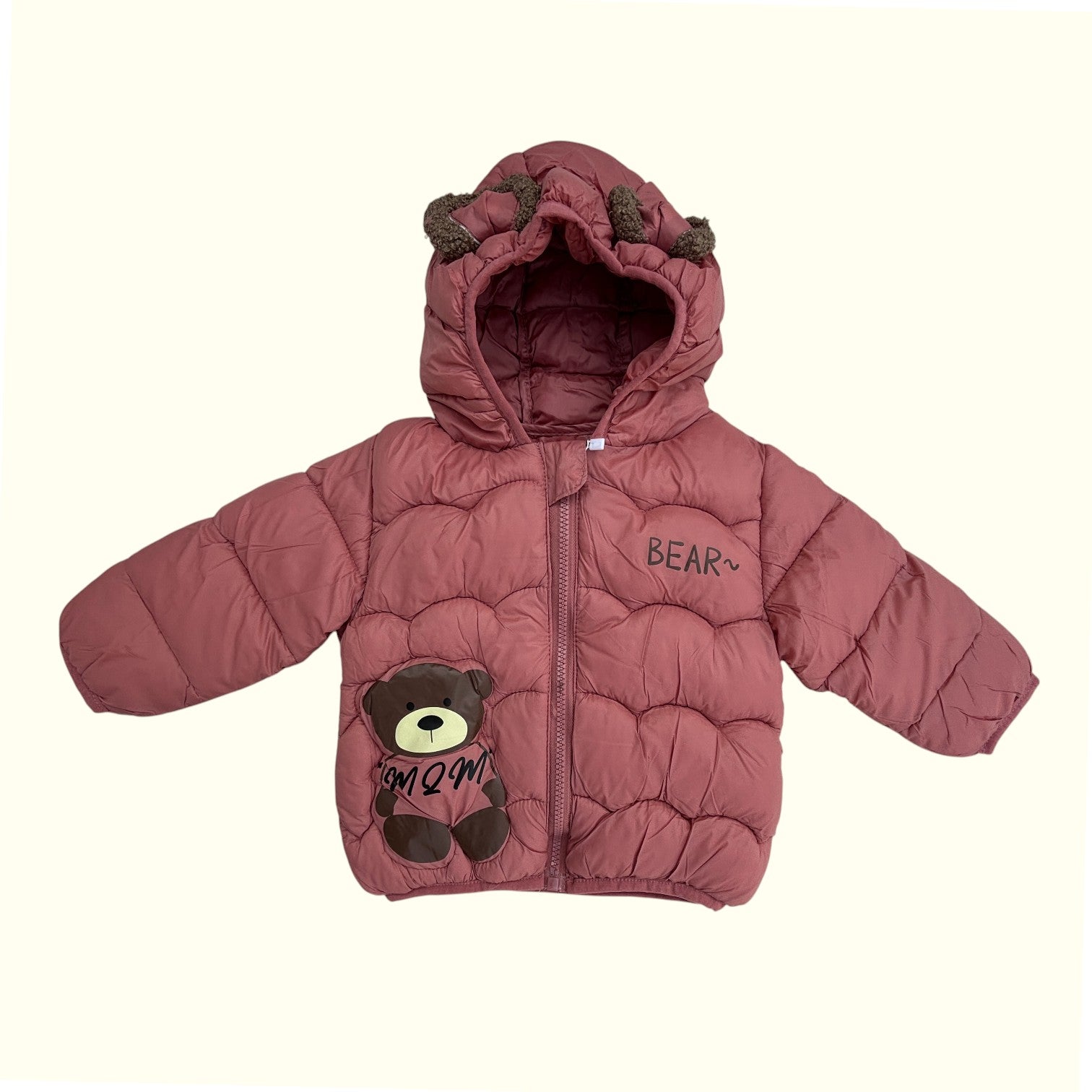 4 Boys/Girls Winter Wear Bear Hooded Puffer Jacket Ultra Soft & Warm Pink Color_kidzysmile