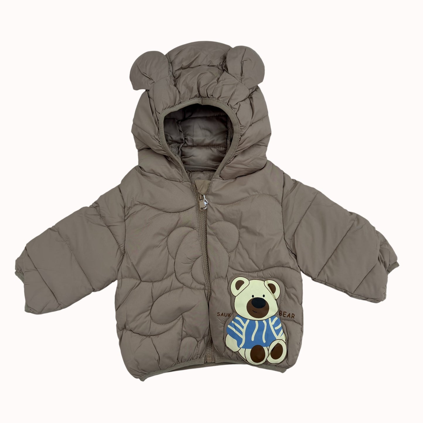 4 Boys/Girls Winter Wear Bear Hooded Puffer Jacket Ultra Soft & Warm Yellow Color_kidzysmile