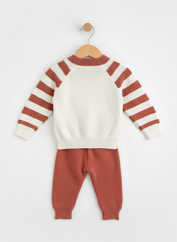 4 Cute Panda Applique Baby Winter Sweater & Pyjama Set  Knitted Woolen Dress for Newborns & Toddlers_kidzysmile