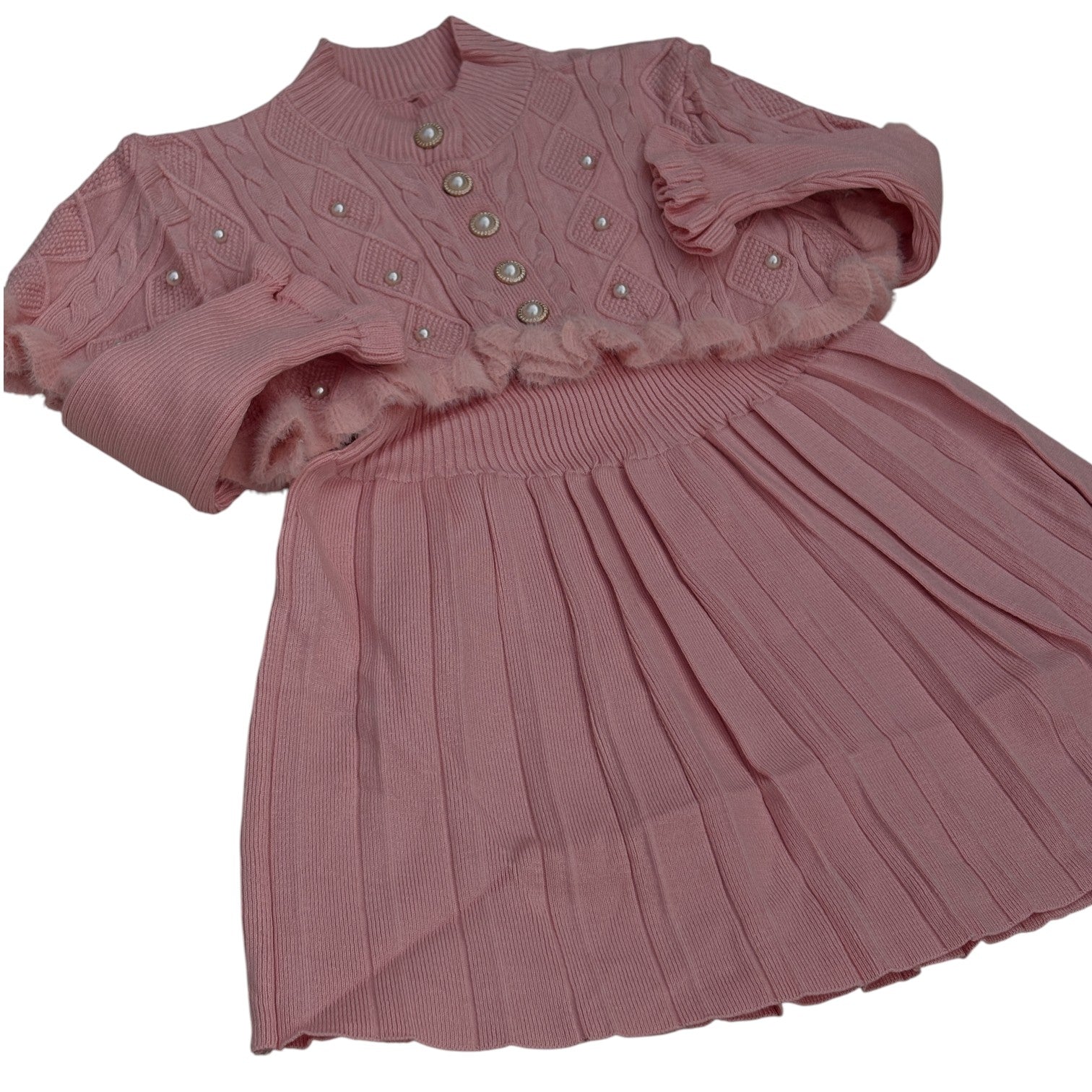 4 Girls Winter Wear Knitted Set Rainbow Fuzzy Fringe Sweater_kidzysmile