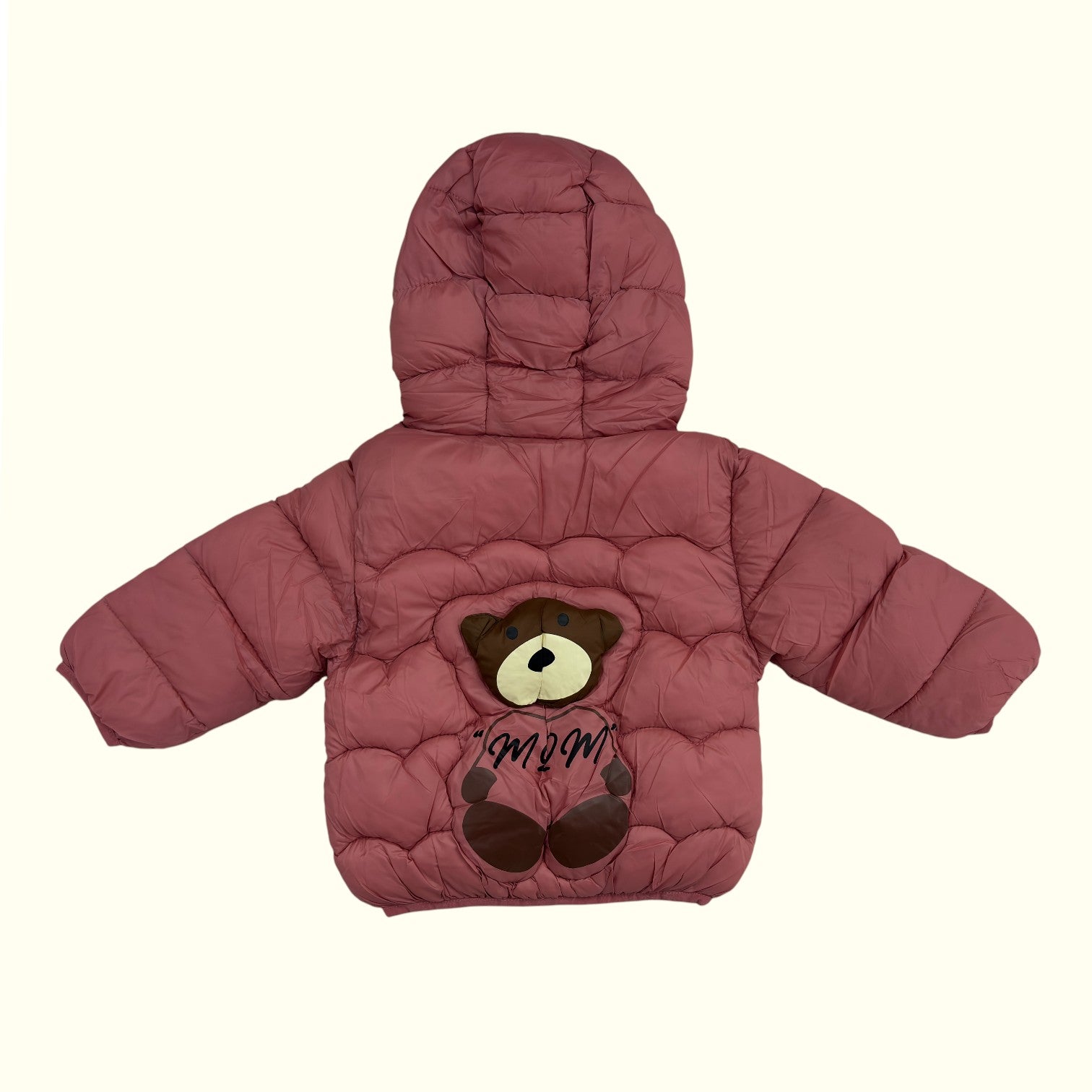 5 Boys/Girls Winter Wear Bear Hooded Puffer Jacket Ultra Soft & Warm Pink Color_kidzysmile