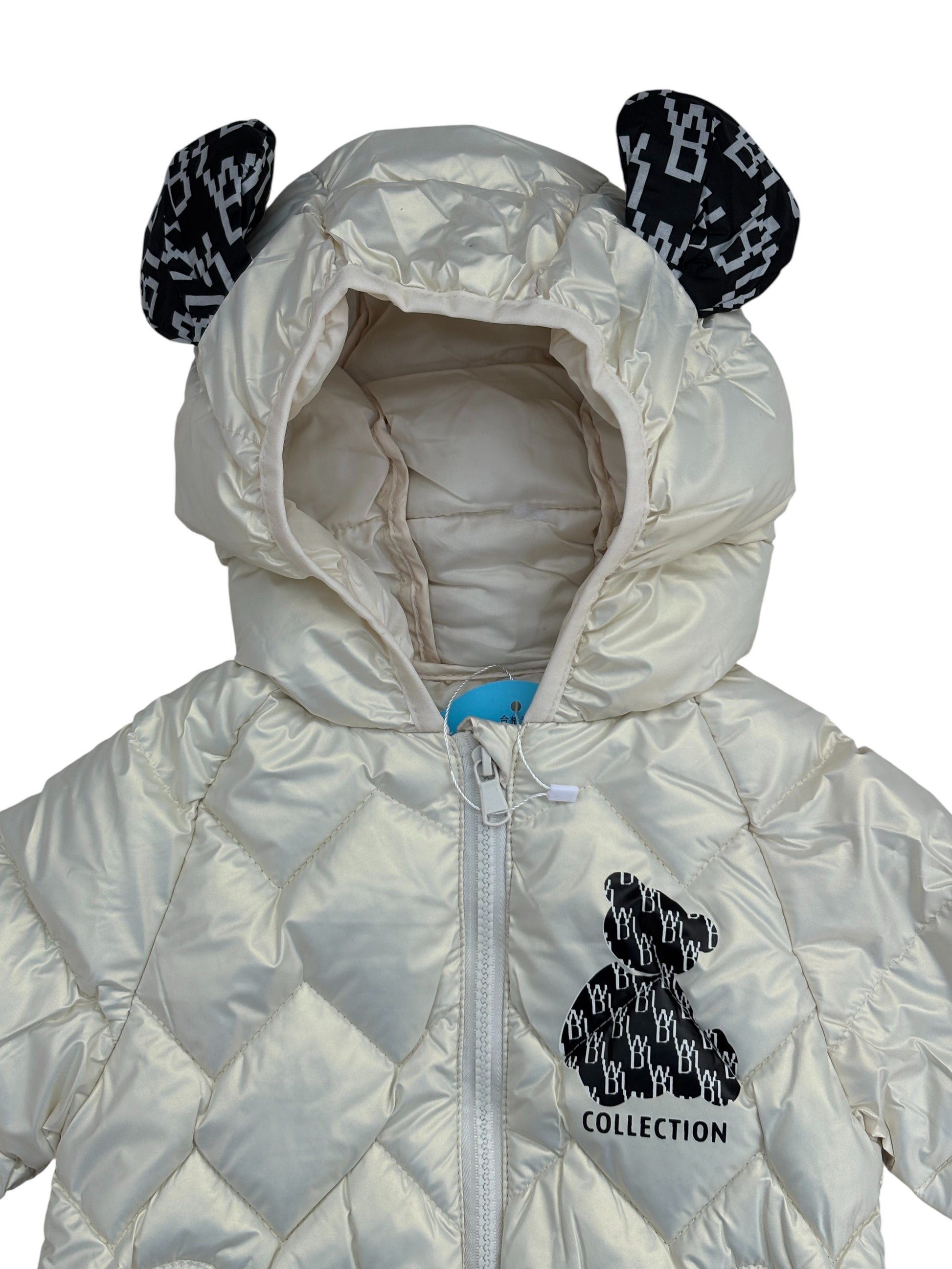 5 Boys/Girls Winter Wear Bear Hooded Puffer Jacket Ultra Soft & Warm Silver Color_kidzysmile