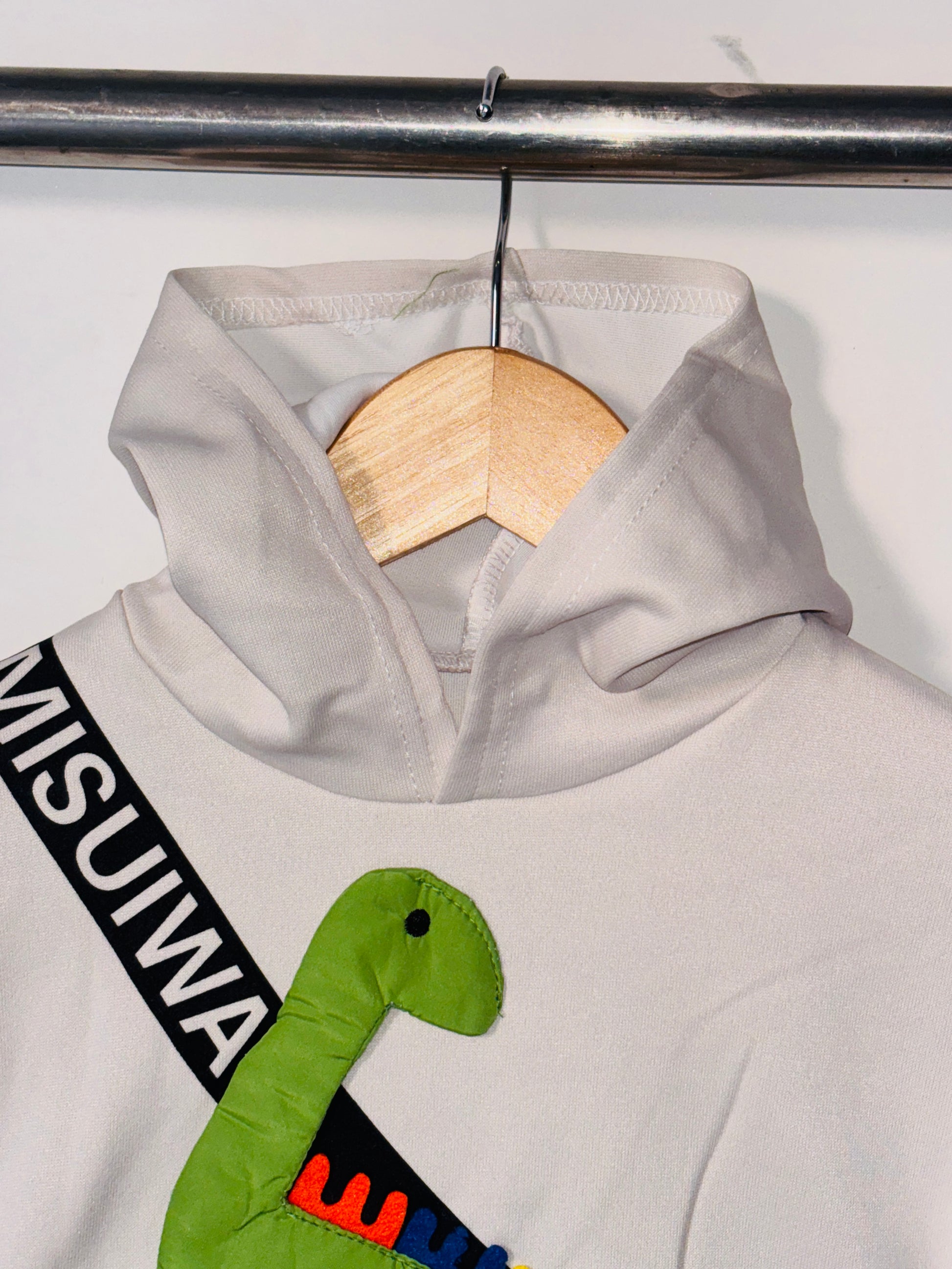 5 Boys Hooded Sweatshirt With Joggers Cream & Green Color_kidzysmile