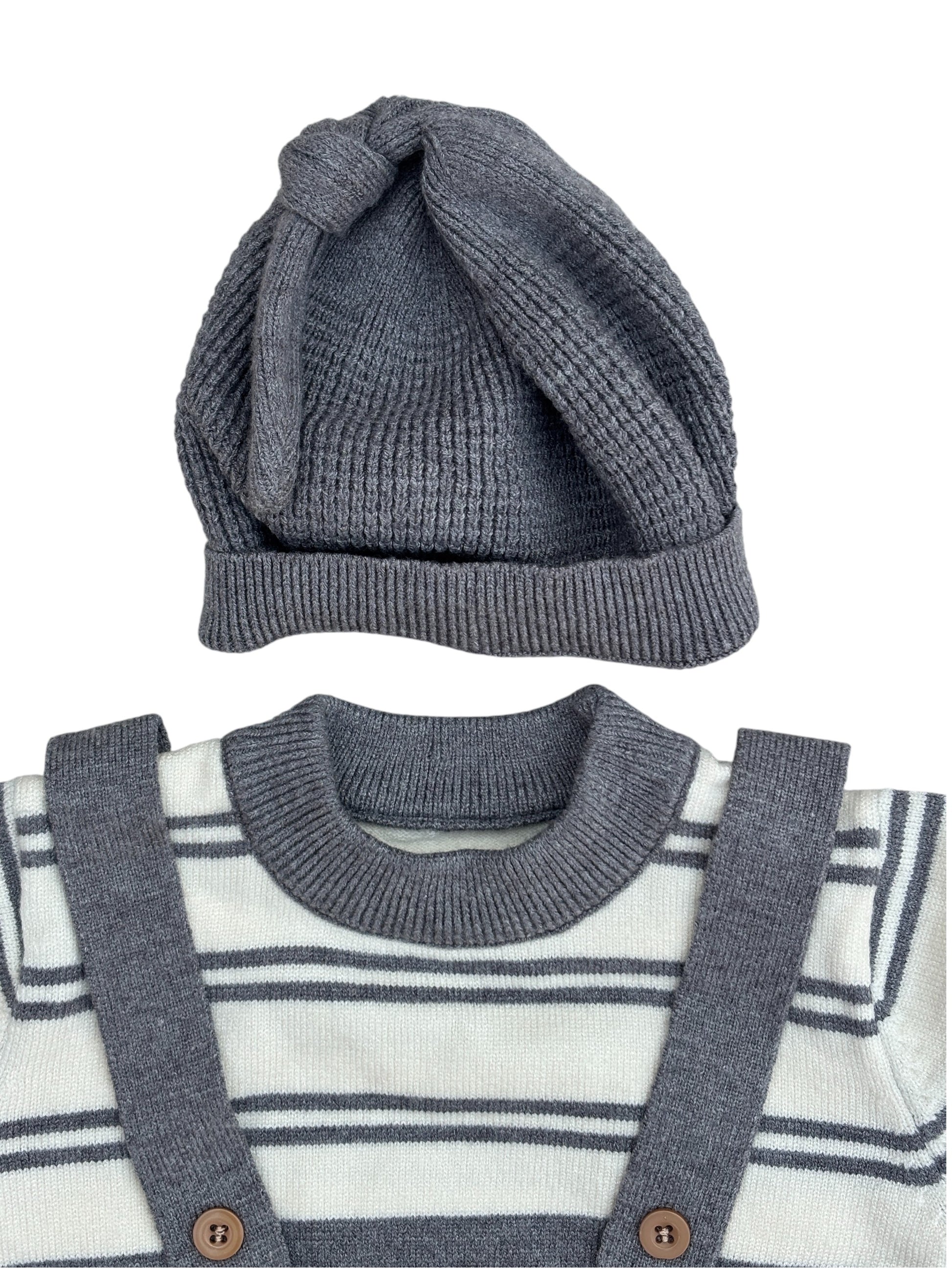 5 Lovely Lion Embroidery Knitted Baby Romper/Jumpsuit with Cap Set Soft Warm Winter Wear_kidzysmile