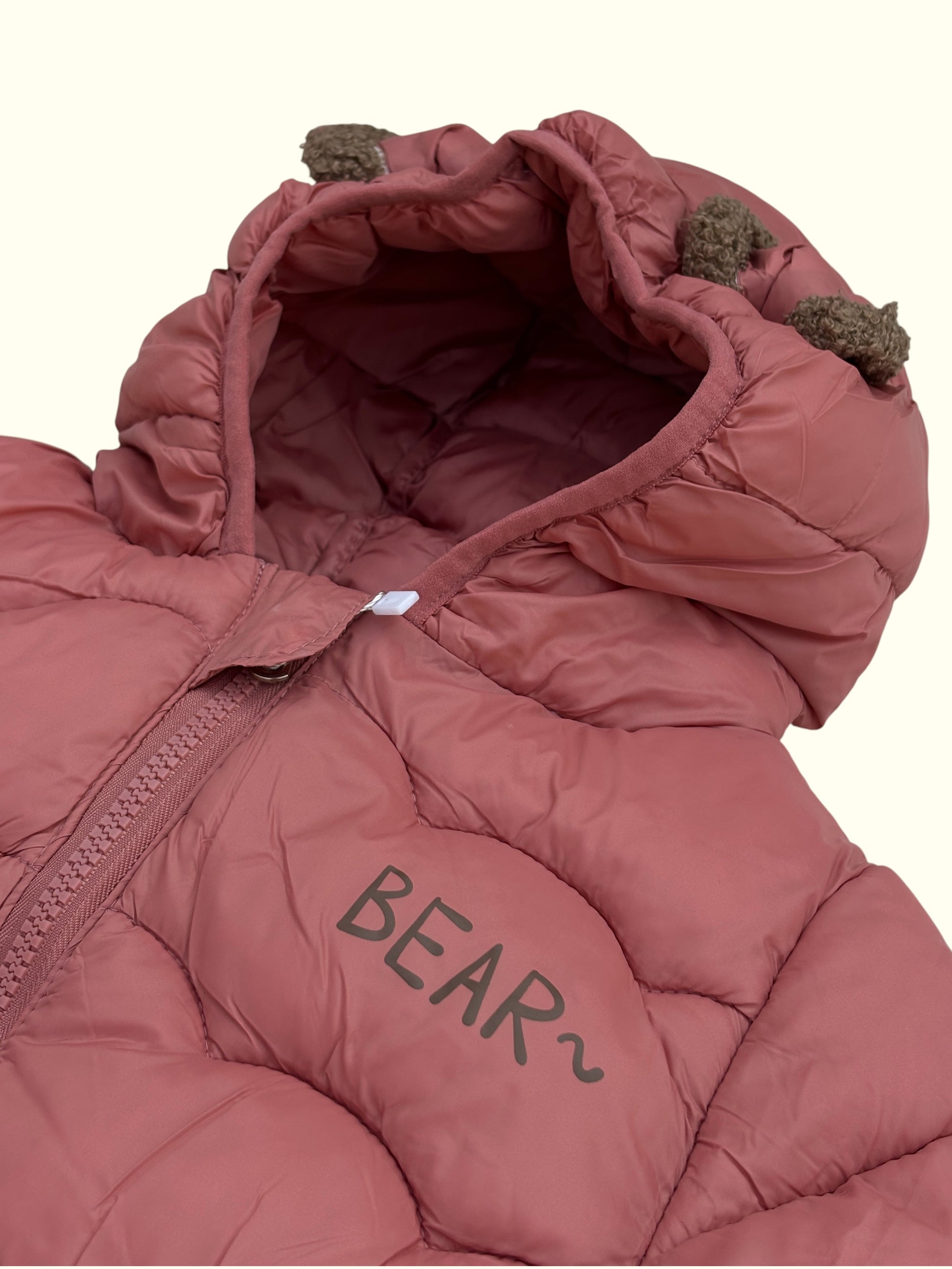 6 Boys/Girls Winter Wear Bear Hooded Puffer Jacket Ultra Soft & Warm Pink Color_kidzysmile