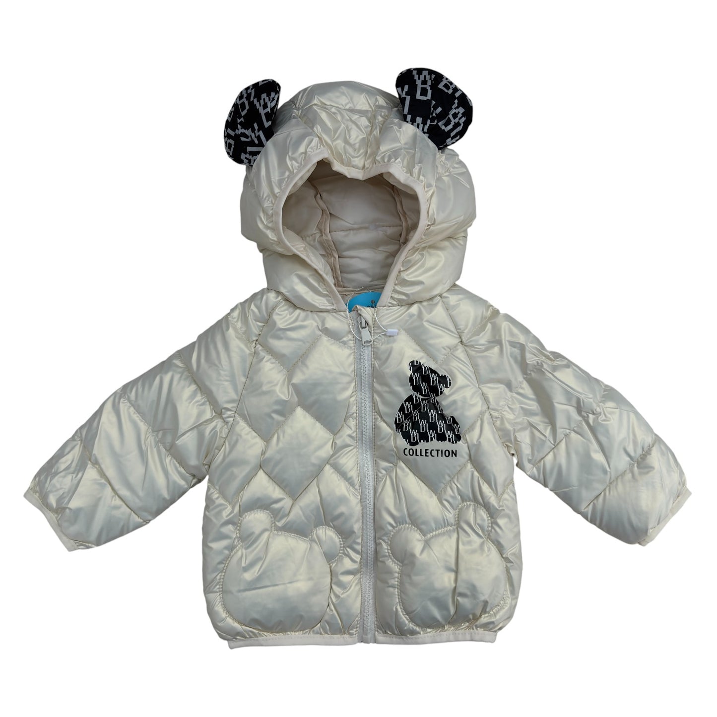 6 Boys/Girls Winter Wear Bear Hooded Puffer Jacket Ultra Soft & Warm Silver Color_kidzysmile