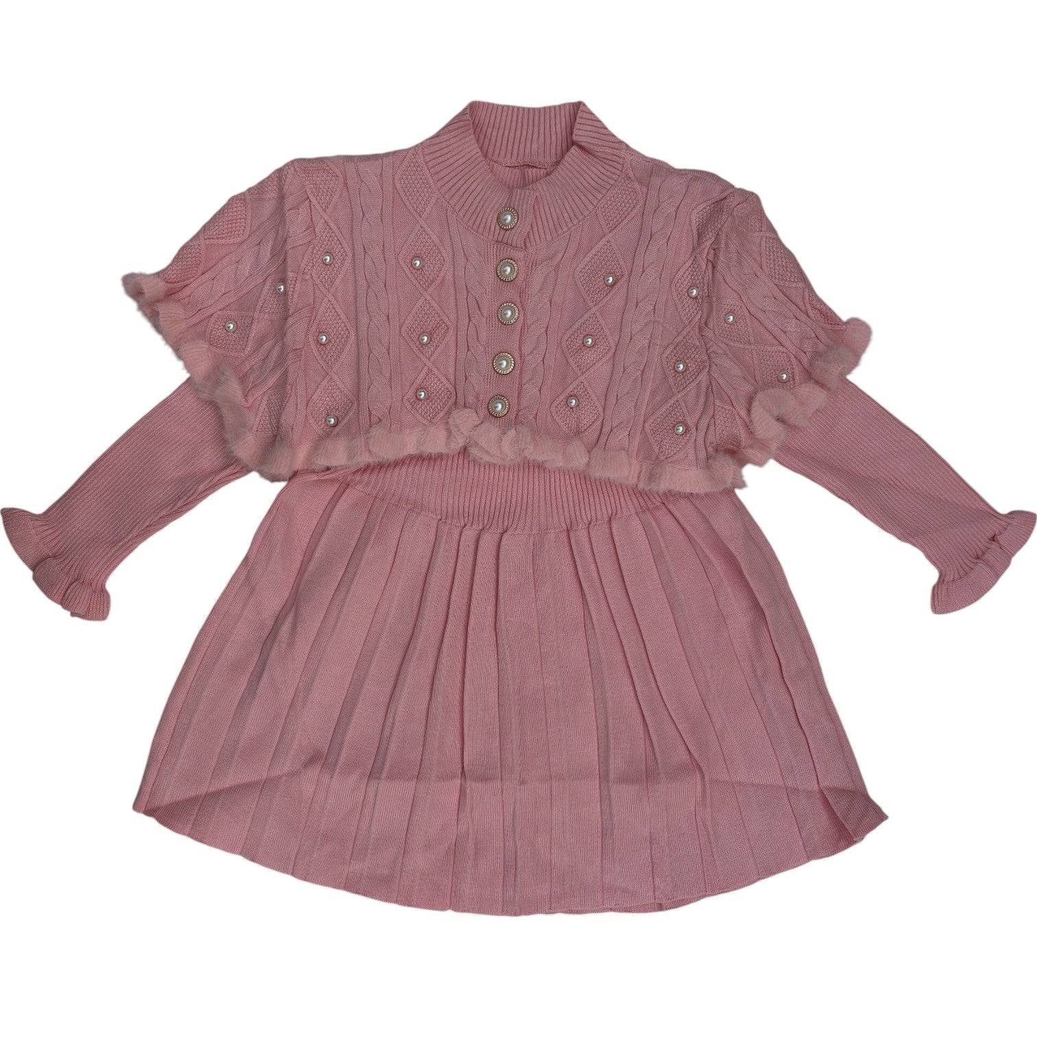 6 Girls Winter Wear Knitted Set Rainbow Fuzzy Fringe Sweater_kidzysmile