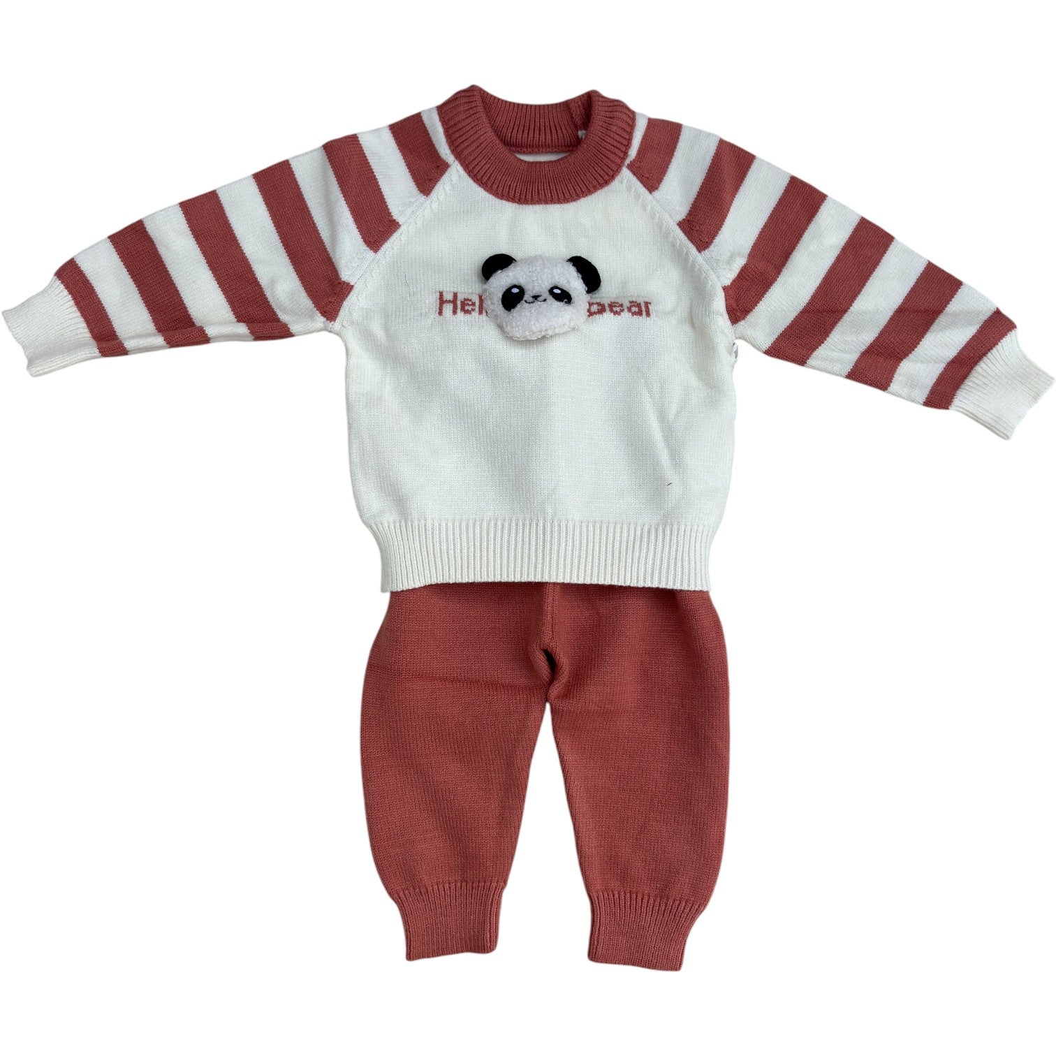 7 Cute Panda Applique Baby Winter Sweater & Pyjama Set  Knitte  Woolen Dress for Newborns & Toddlers_kidzysmile