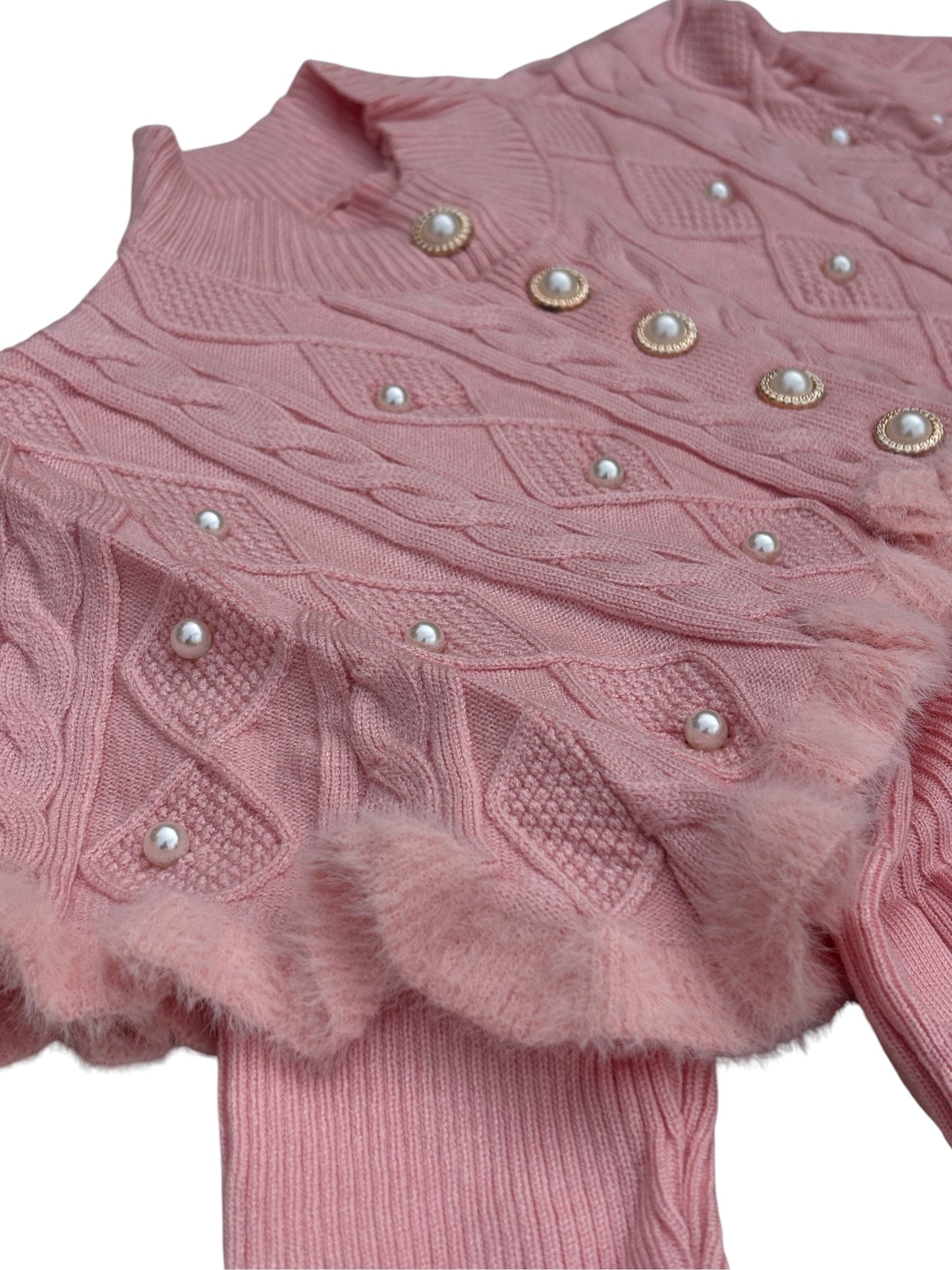 7 Girls Winter Wear Knitted Set Rainbow Fuzzy Fringe Sweater_kidzysmile