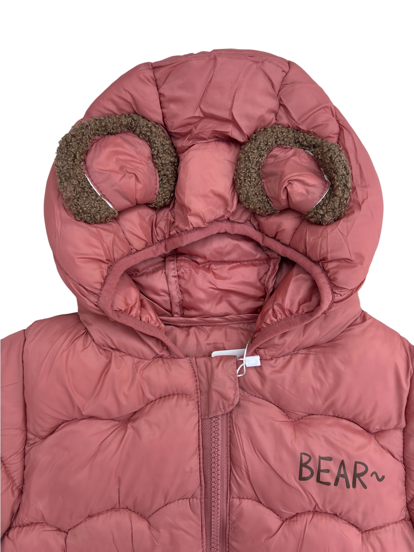 8 Boys/Girls Winter Wear Bear Hooded Puffer Jacket Ultra Soft & Warm Pink Color_kidzysmile