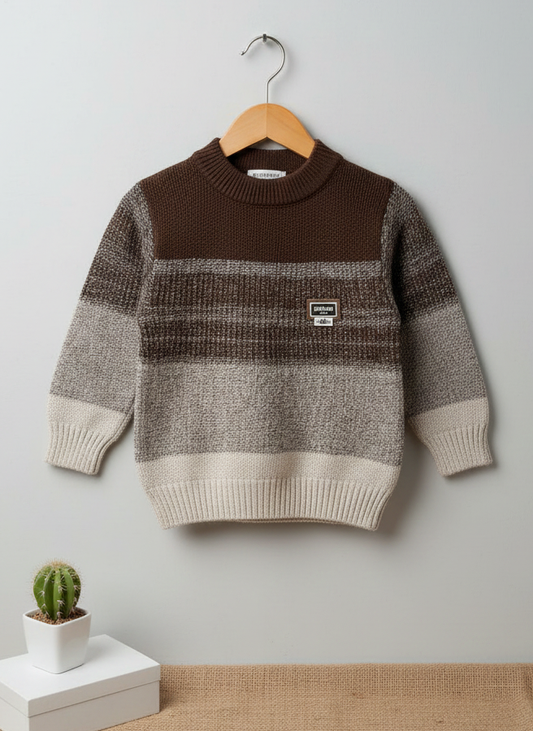 Stylish Striped High-Neck Woolen Sweater for Kids  Warm & Cozy Winter Wear_kidzysmile