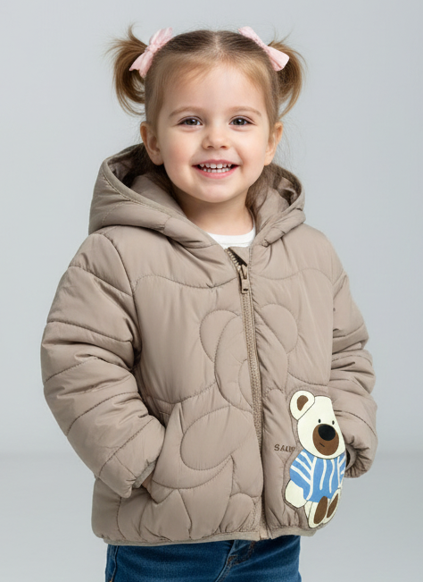 Boys/Girls Winter Wear Bear Hooded Puffer Jacket Ultra Soft & Warm Yellow Color_kidzysmile