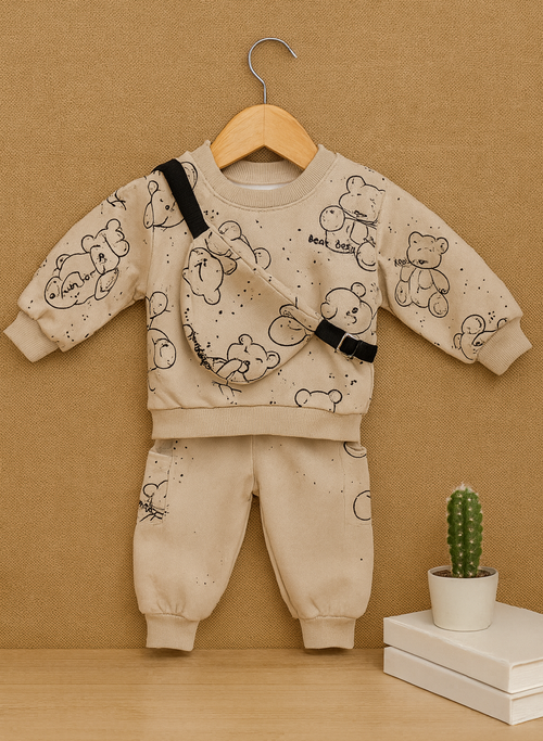 Cream Color Boys Sweatshirt With Joggers (1 Bag)