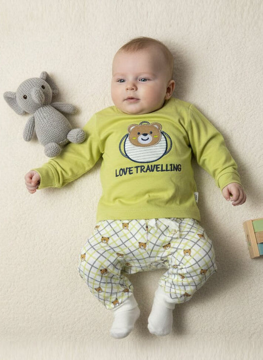 Boys Panda Embroidery Casual Co-ord Set – Yellow | Cute, Trendy & Comfortable