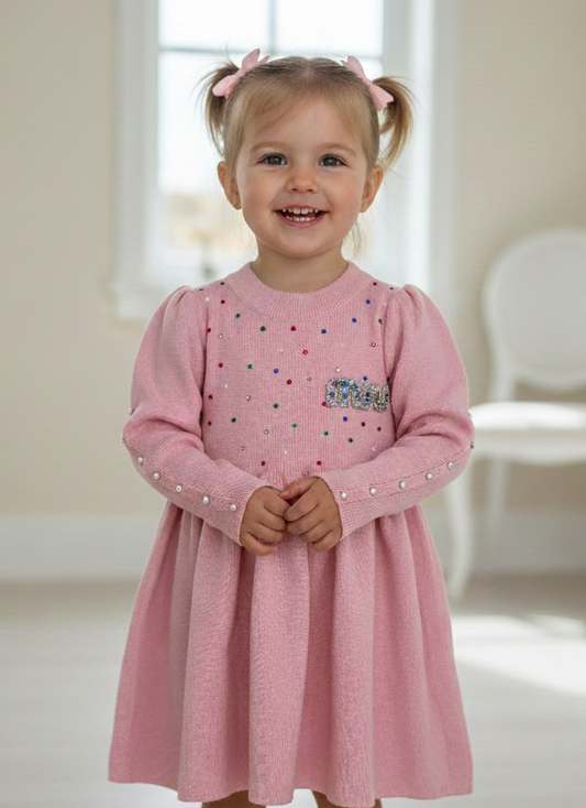 Pink Color Girl Winter Wear Dress Warm & Stylish Kids Outfit_kidzysmile