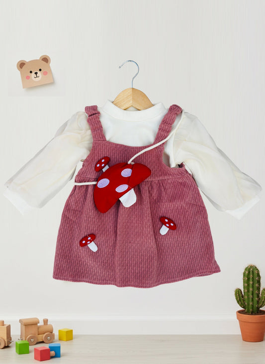 White & Pink Color Stylish Girl Winter Wear Dresses_kidzysmile